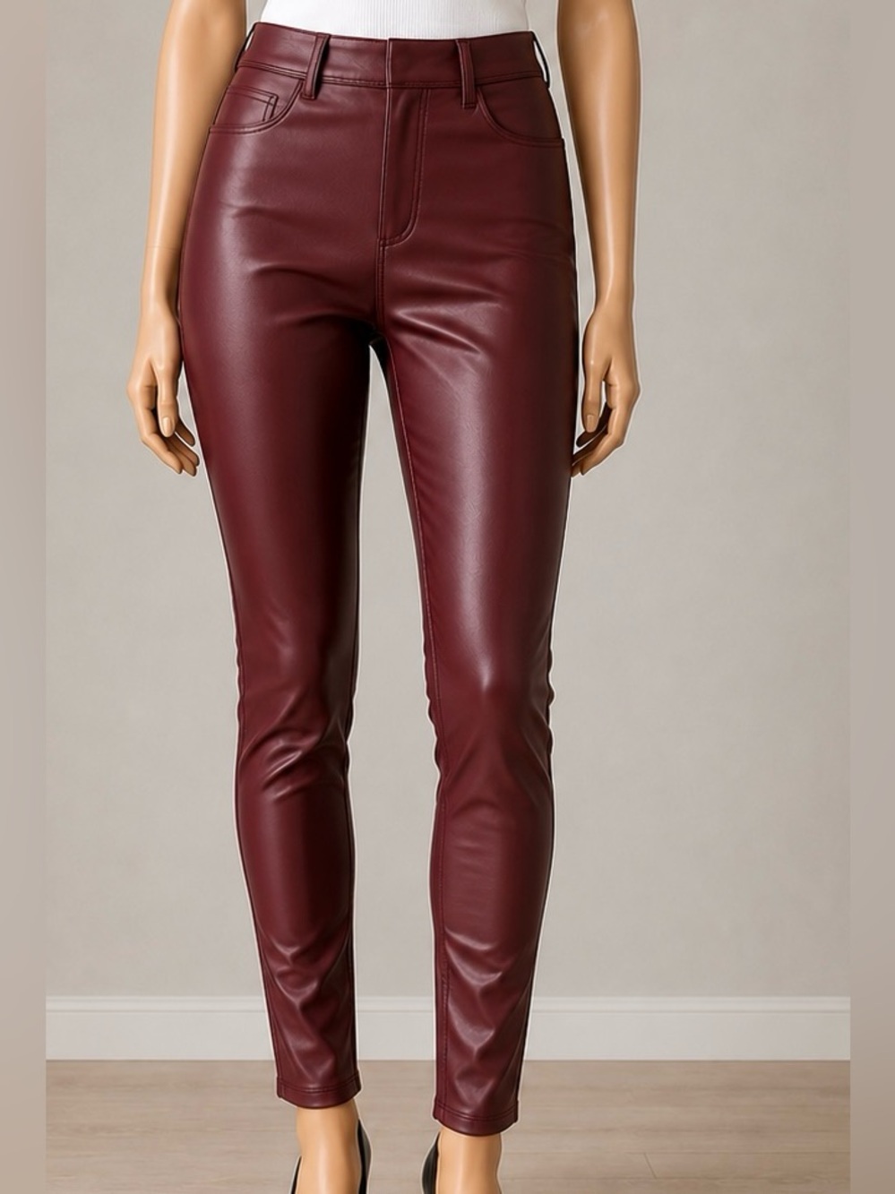 HALARA Burgundy Faux Leather Leggings NWT Size Small